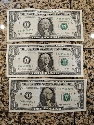 2021 1 Dollar Bills Cool Unique Serial Numbers Semi Sequential - Image 1 of 4