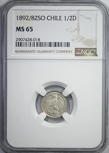 1892/82 SO Chile 1/2D Decimo NGC MS65 - Picture 1 of 5