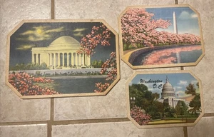 3 Vintage Hot Pads Trivets Washington DC capitol White House cherry blossoms - Picture 1 of 7