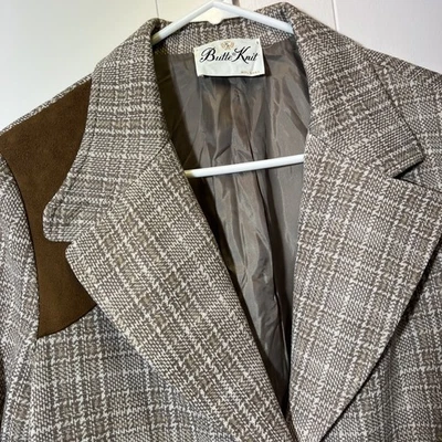 Butte Knit Vintage Tweed Blazer Woman’s Brown Cream Plaid - Image 1 of 4