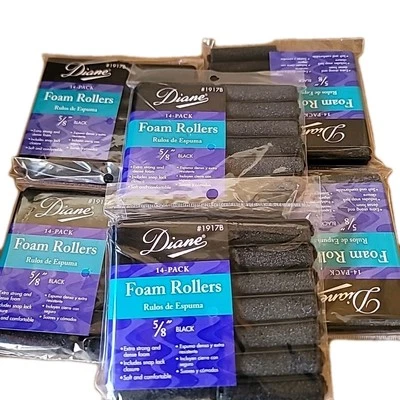 Diane Satin Foam Rollers, Black 5/8-Inches, 14 Count (Pack of 6) - Image 1 of 4