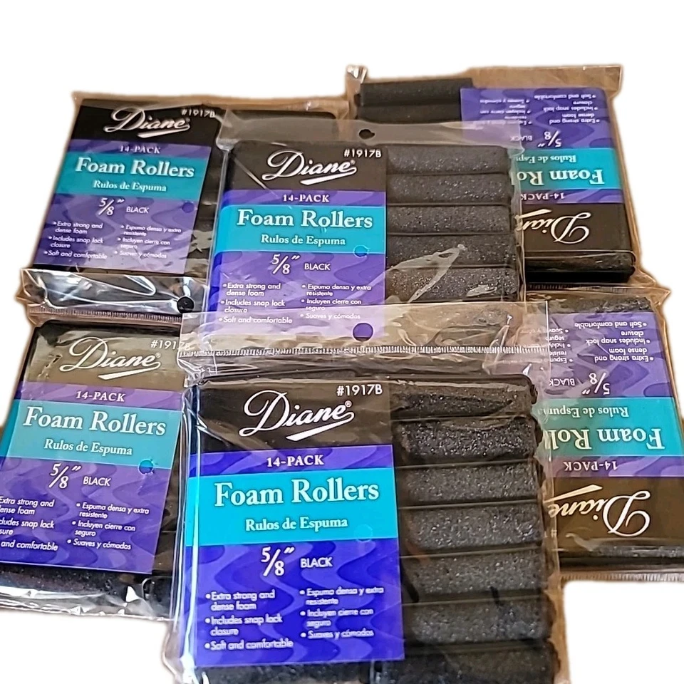 Rodillos de espuma satinada Diane, negro 5/8 pulgadas, 14 unidades (paquete de 6) Foto 1 de 4