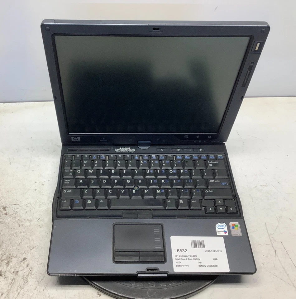 HP Compaq TC4400 Intel Core 2 Duo 1,8 GHz 1 GB SIN DISCO DURO - BIOS bloqueado Foto 1 de 4