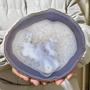 1.43LB  Beautiful Agate Geode Druzy Slice Extra Gemstone - Picture 1 of 12