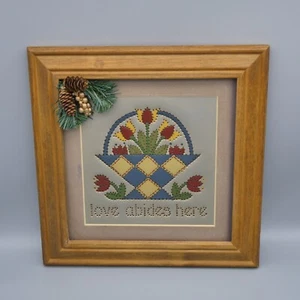 Vintage Love Abides Here Sign Tin Punch Hand Painted #700/5000 Signed 11.5x11.5 - Picture 1 of 14