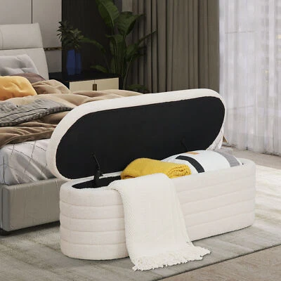 Teddy Storage Bench Ottoman Modern Upholstered for Bedroom End of Bed Footstool - Image 1 of 4