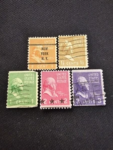 Lot (5) Vintage 1938 United States President Series 1/2 Cent Stamp NY WASHINGTON - Picture 1 of 5