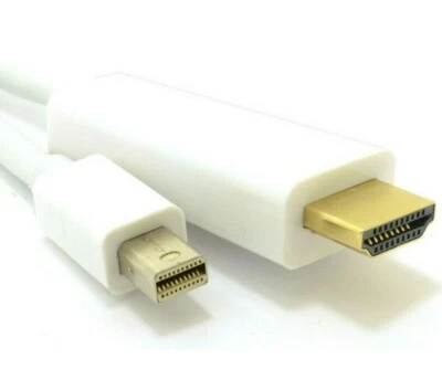 2 m, MINI DP DISPLAYPORT THUNDERBOLT STECKER AUF HDMI KABEL, MAC AUF TV VIDEO KABEL - Bild 1 von 3