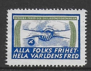 Swedish Peace and Arbitration Society Freedom Vintage Cinderella Stamp Hands - Picture 1 of 1