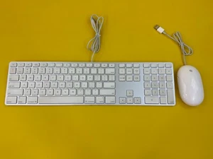 Apple Slim USB tastiera cablata A1243 MB110LL/A alluminio + potente mouse A1152 (3 piedi) - Foto 1 di 6
