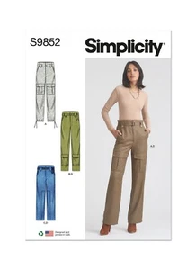 SIMPLICITY 9852 MISSES' PANTS Sewing Pattern Sizes 8-16 & 18-26 Skill: AVERAGE - Picture 1 of 7