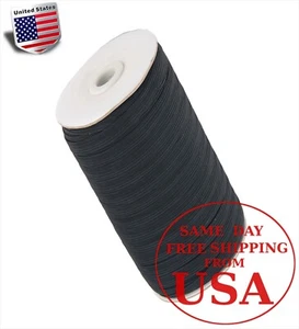 100 Yards Nähen Gummiseil Geflochten Schwarz Flach Gummiband Spule 1/8 Zoll (3 mm) - Bild 1 von 10