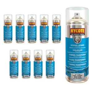Hycote Colour Clear Lacquer Aerosol Spray Paint High Gloss Fast Drying 400ml x10 - Picture 1 of 8