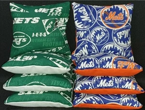 Set of 8 New York Jets Mets Cornhole Bean Bags FREE SHIPPING - Picture 1 of 5