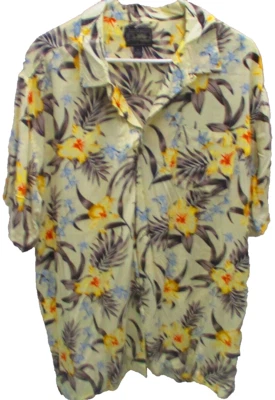 Camisa hawaiana Steve & Barry's, S/S, XL, blanco roto con flores y hojas coloridas Foto 1 de 4
