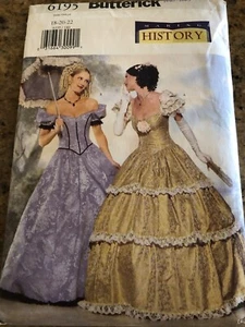 🌷BUTTERICK #6195 - LADIES CIVIL WAR ERA-SOUTHERN BELLE COSTUME PATTERN 18-22 FF - Picture 1 of 2