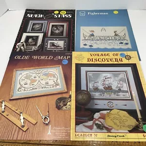 Lotto 4 libri vintage modello punto croce contati navi viaggio spaziale esplorazione - Foto 1 di 5
