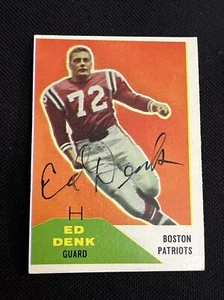 ED DENK 1960 FLEER ROOKIE SIGNED AUTOGRAPHED CARD #125 BOSTON PATRIOTS - Picture 1 of 2