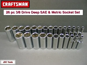 CRAFTSMAN HAND TOOLS 26pc Deep 3/8 SAE METRIC MM 6pt ratchet wrench socket set - Picture 1 of 3