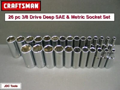 CRAFTSMAN HAND TOOLS 26pc Deep 3/8 SAE METRIC MM 6pt ratchet wrench socket set - Image 1 of 4