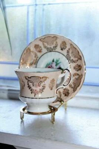 Paragon Tea Cup and Saucer Pale Pink & Gold with Pink Flowers - Picture 1 of 5