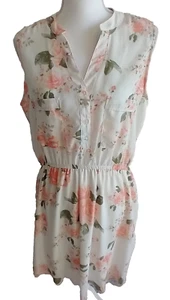 Rue21 XL Sleeveless Floral Print Dress Button Front Floral White Romantic - Picture 1 of 5