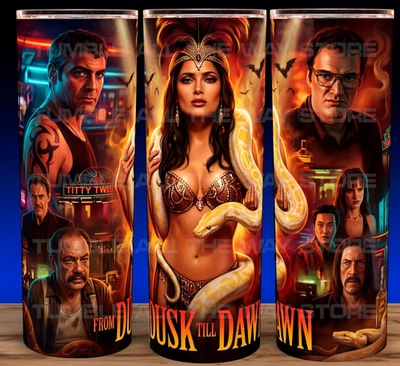 Taza vaso From Dusk Til Dawn - Salma Hayek - George Clooney película 20 oz Foto 1 de 3