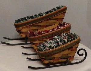 3er Set Longaberger Dash Away Weihnachtsschlittenkorb Nikolaus kleiner Helfer - Bild 1 von 17