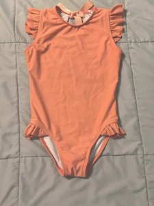Minnow by Maisonette one piece ruffle rashguard swimsuit toddler girls 3/4T EUC - Picture 1 of 7