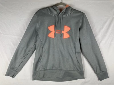Sudadera con capucha para mujer Under Armour mediana suelta gris con logotipo naranja Foto 1 de 4