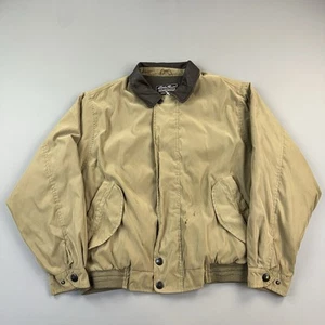Vintage Eddie Bauer Jacket Mens Medium Insulated Leather Collar Full Zip Bomber - Picture 1 of 17