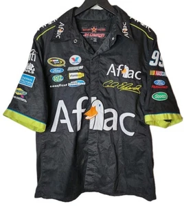 JH Designs Nascar Aflac #99 Carl Edwards Pit Crew Black Button Shirt Size S - Picture 1 of 7