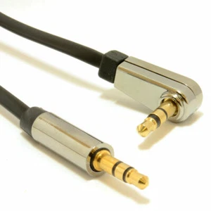 5m Low Profile FLAT Metal 3.5mm Right Angle Male Jack to Jack Cable [007371] - Afbeelding 1 van 12