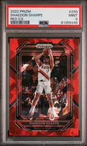 Shaedon Sharpe 2022 Panini Prizm Red Cracked Ice Rookie PSA 9 Blazers #250 S449 - Picture 1 of 2
