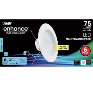 6 pack Feit Electric 5" or 6" Integrated LED White Retrofit Recessed Lights Trim - Picture 1 of 3