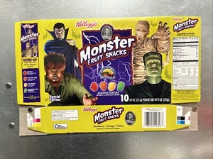 RARE VINTAGE UNIVERSAL MONSTERS KELLOGG'S FRUIT SNACKS FLAT BOX - Imagen 1 de 6