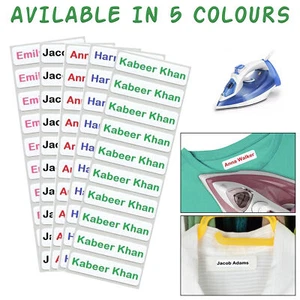 Iron On Name Labels For Clothes Personalised School Uniform Care Home Tapes Tags - Picture 1 of 8
