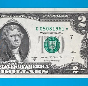 May 8, 1961 / 5 August 1961 (G 05081961 *) BIRTHDAY Note $2 Two Dollar Bill *UNC - Picture 1 of 4