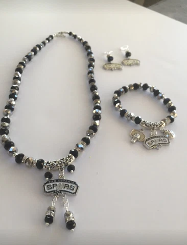 San Antonio Spurs Jewelry - Necklace, Charm Bracelet And Earrings Cover