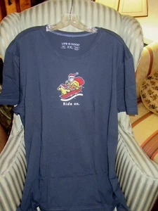 LIFE IS GOOD MEN S/S LIGHTWEIGHT. TEE  "JAKE & ROCKET SLED...RIDE ON"  (XL) - Picture 1 of 8