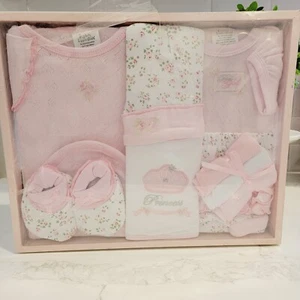 NEW Baby Essentials Girls 10 Piece Gift Set Keepsake Wooden Tray Baby Shower - Picture 1 of 14