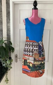 BNWTš©¶SMASHED LEMON .. Fabulous Blue mix Summer 'Village scene' Dress Size 10š©¶ - Picture 1 of 8