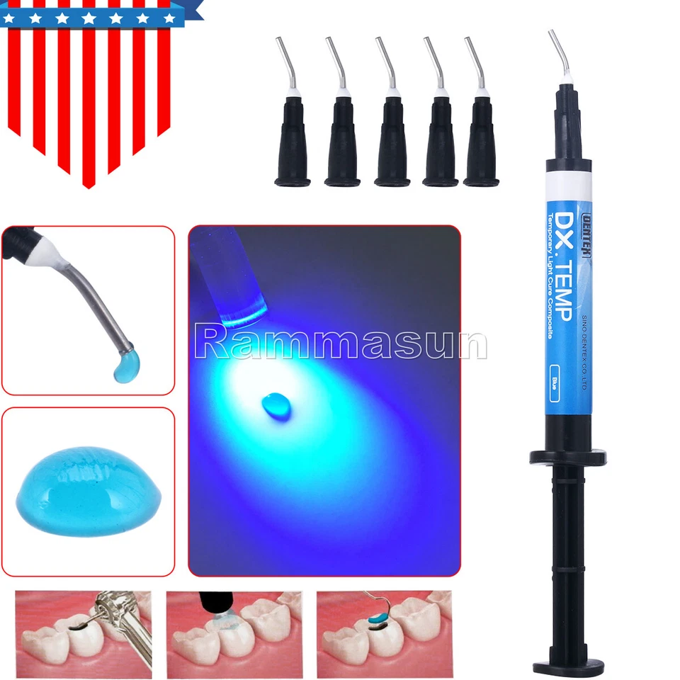 5x Dental Temporary Flow Light Cure Filling Composite Material Resin 2g Dentex