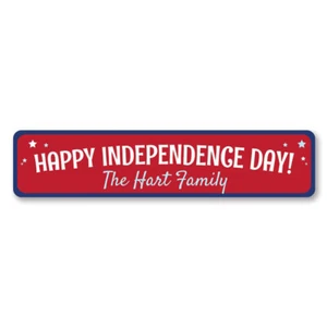 Happy Independence Day! Sign, Personalized Family Name Metal Decor Sign - Picture 1 of 4