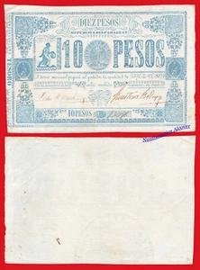 PARAGUAY 10 Pesos 1865 Pick 26 EBC / XF - Bild 1 von 1