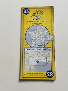 Vintage Carte Michelin Paper Map. no 83, Carcassonne-Nimes, 1950's-60's approx - Picture 1 of 1