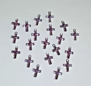 Ornamenti Croce Micro Ametista Natale Sfaccettati Plastica 22mm 7/8" 20pz - Foto 1 di 2