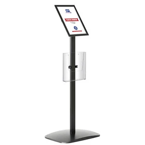 Soporte para letrero de pedestal con soporte para folleto transparente piso negro de pie - Imagen 1 de 20
