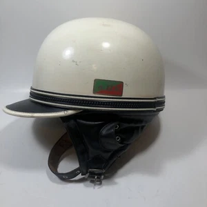 VINTAGE AGV MOTORCYCLE HELMET - LATE 50's or early 60's White Leather Classic - Picture 1 of 7