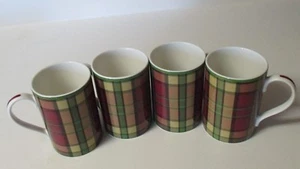 Spode Glen Lodge Tartan Red Set of 4 Mugs New with Tags - Picture 1 of 3